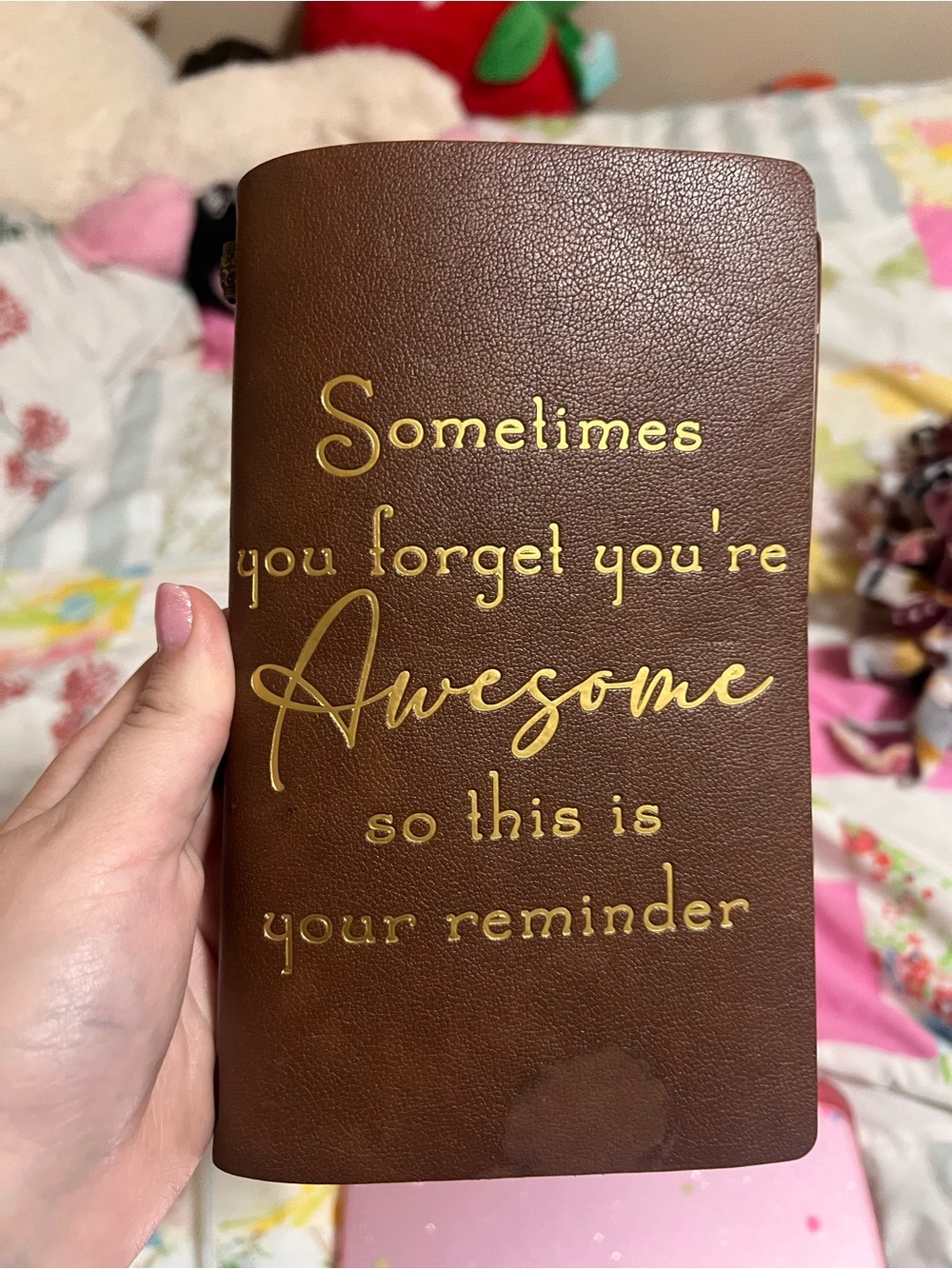 Amazon Brown Faux Leather Journal with Gold Foil Inspirational Cover